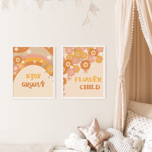 Jeux D'art Mural Retro boho séjour super fleur enfant garderie