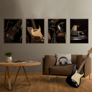 Jeux D'art Mural Rock Music Nostalgia Print Set