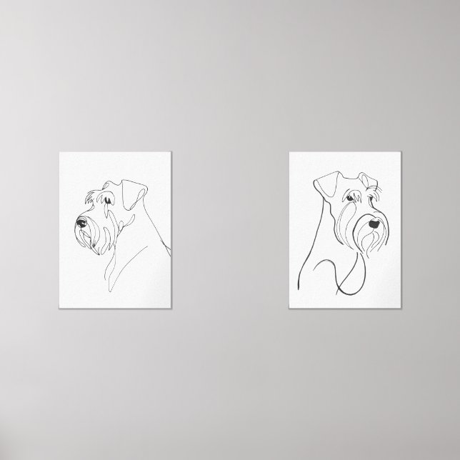 Jeux D'art Mural Schnauzers peints à la main minimaliste pour anima (Recto)