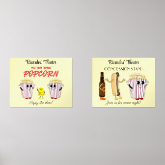 Jeux D'art Mural Set 14 x 11 Art Prints Movie Theater Concession 