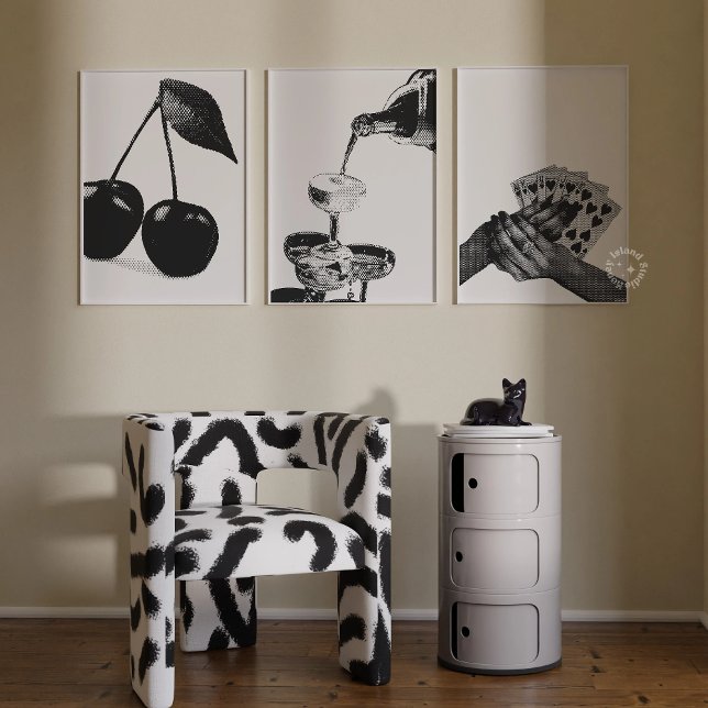 Jeux D'art Mural Set 3 Champagne Cerry Bar Panier Imprimantes funky (Créateur téléchargé)