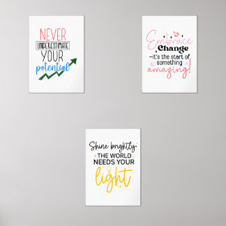 Jeux D'art Mural Set of 3 Inspirational Quote Prints – Motivational