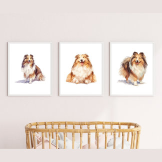 Jeux D'art Mural Shetland Sheepdog Wall Art, Shelter Puppy Art