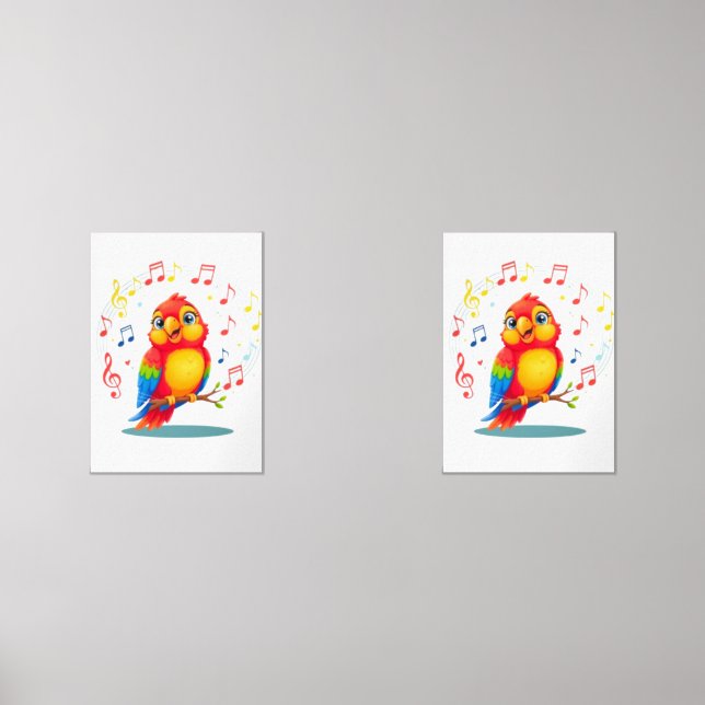 Jeux D'art Mural **Singing Parrot – Cute Parrot Singing Illustratio (Recto)
