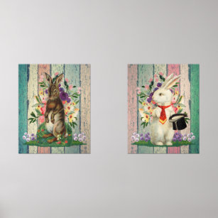 Jeux D'art Mural Style Décal vintage Fleurs de lapins de Pâques