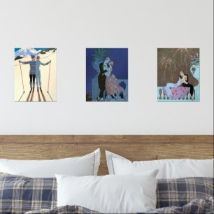 Jeux D'art Mural Trio d'amour et de romance par George Barbier