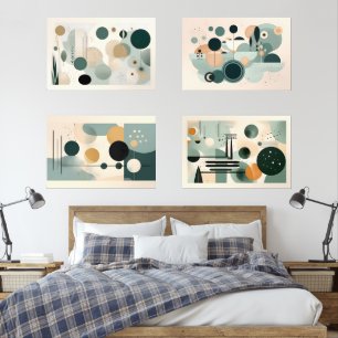 Jeux D'art Mural Vert Du Milieu Du Siècle