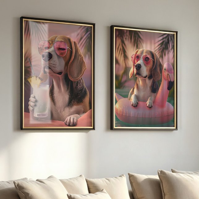 Jeux D'art Mural Vibes d'été tropicales beagles Portrait pour anima (Créateur téléchargé)