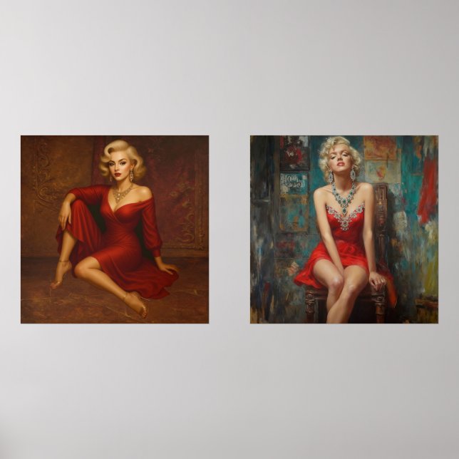 Jeux D'art Mural Vintage Hollywood Glamour in Red (Recto)