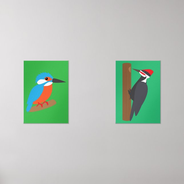 Jeux D'art Mural Woodpecker and Kingfisher (Recto)