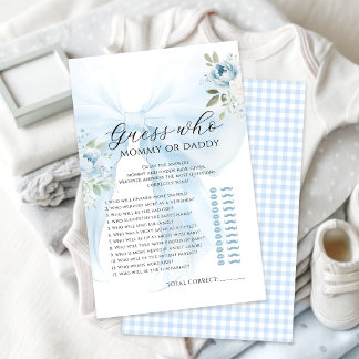 Jeux de baby shower avec un nœud bleu pour maman o