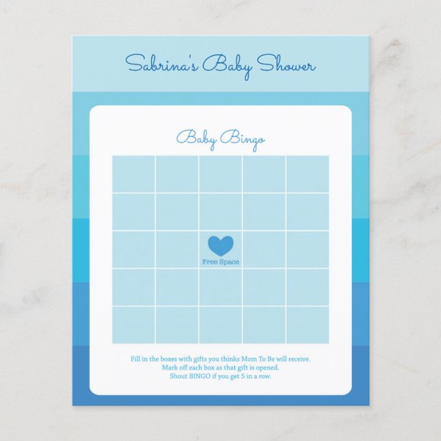 Jeux de Baby shower Blue Ombre Stripes (Devant)