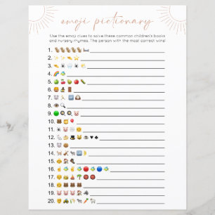 Jeux de Baby Shower Boho Sun Emoji Books