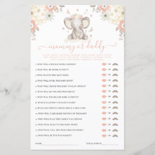 Jeux de Baby Shower Fille de l'Éléphant Maman ou P