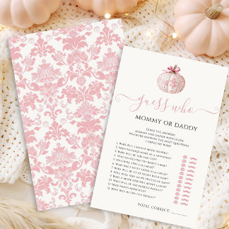 Jeux de Baby Shower Fille Maman ou Papa Citrouille