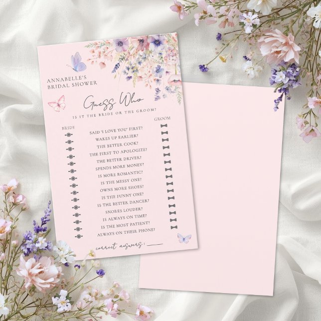Jeux de Baby Shower Fleurs Papillon Guess Who (Guess Who Butterfly Floral Bridal Shower Game)