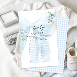 Jeux de Baby Shower Floral Bleu à Ruban pour le Co