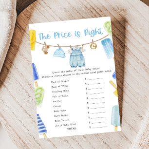 Jeux de Baby Shower Garçon Popsicle Le Prix est Ju