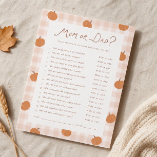 Jeux de Baby Shower Maman ou Papa avec des citroui