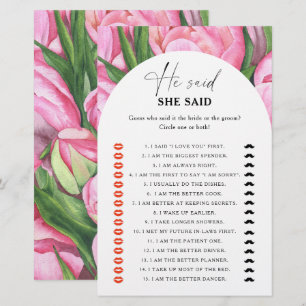 Jeux de baby shower Mariage pivoine roses - Il a d