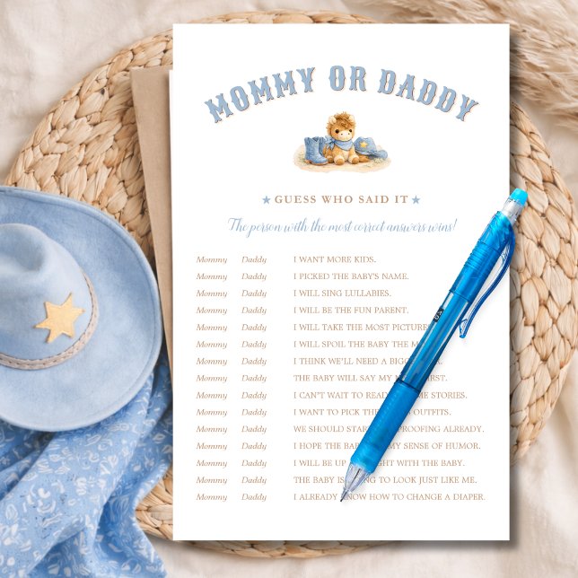 Jeux de Baby Shower pour Petit Cowboy Devinez qui  (Créateur téléchargé)