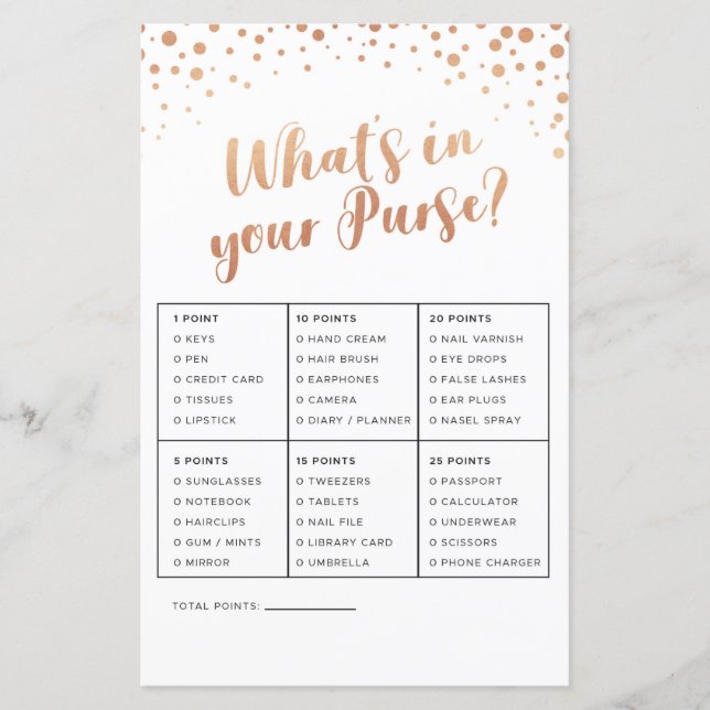 Jeux de Baby Shower Qu'est-ce qu'il y a dans votre (Devant)