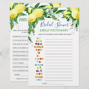 Jeux de Baby Shower Recto-Verso Fleurs de Citron