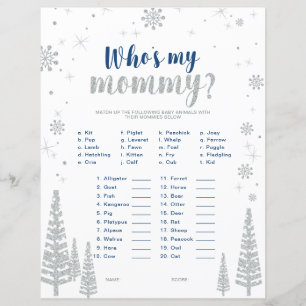 Jeux de Baby Shower Silver & Blue Winter Wonderlan