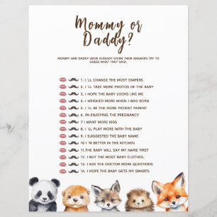Jeux de baby shower sur les animaux de la forêt po