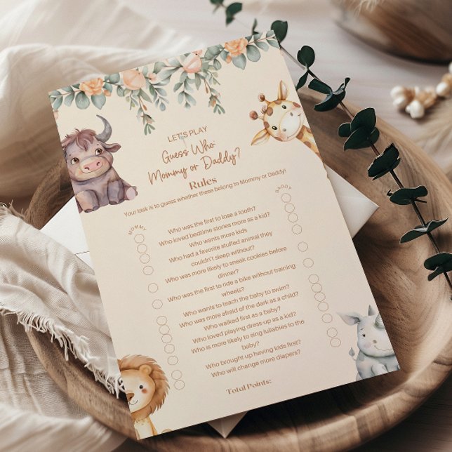 Jeux de Baby Shower sur les Animaux de Safari (Créateur téléchargé)