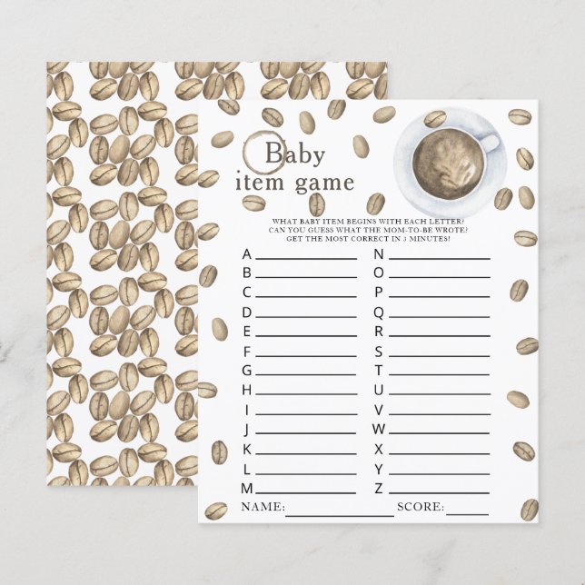 Jeux de bébé pour la douche de bébé autour du café (Devant / Derrière)