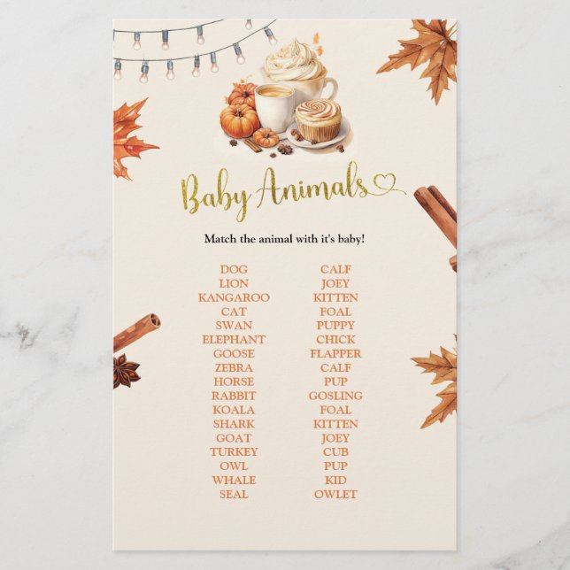 Jeux de bébés animaux de citrouille d'automne (Devant)