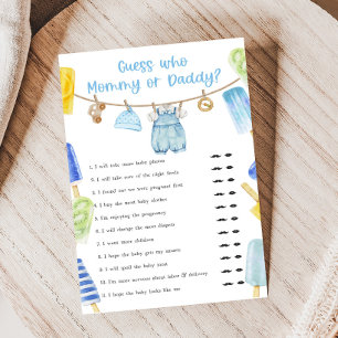 Jeux de devinette Baby Shower Popsicle Boy