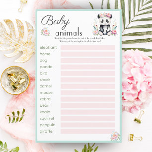 Jeux de devinette d'animaux bébés Panda Pivoines J