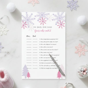 Jeux de devinette de Baby Shower sur les flocons d