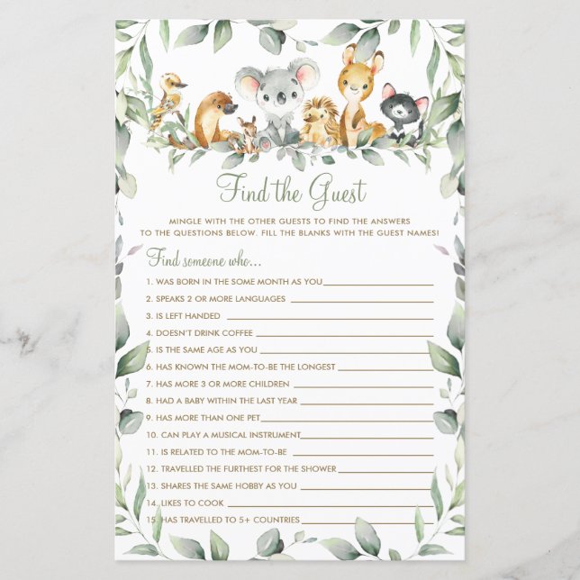 Jeux de devinette d'invité de verdure d'animaux au (Devant)