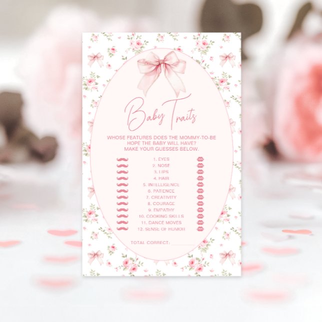 Jeux de douche de bébé à ruban floral chic rose (Créateur téléchargé)