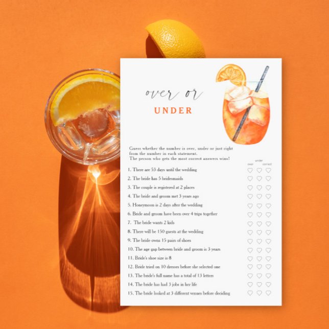 Jeux de douche de mariée à l'Aperol Plus ou moins (Créateur téléchargé)
