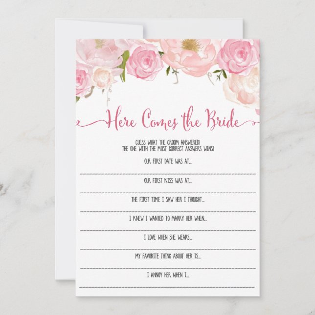 Jeux de Fête de Mariage Floral Voici la mariée (Devant)