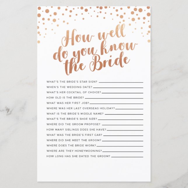 Jeux De Fête des mariées À Quel Point Connaissez-V (Devant)