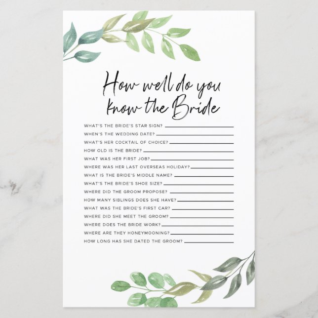 Jeux De Fête des mariées À Quel Point Connaissez-V (Devant)