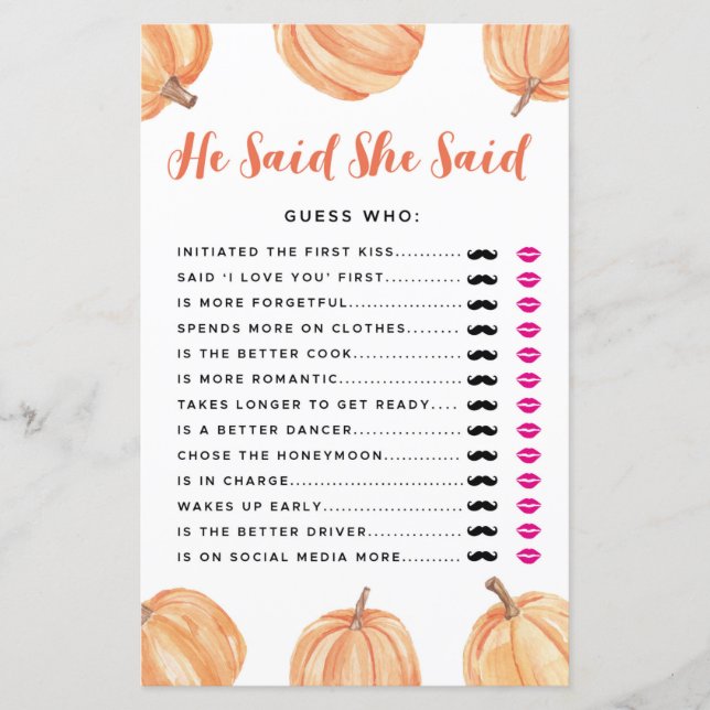 Jeux De Fête des mariées Il A Dit Qu'Elle A Dit Ci (Devant)