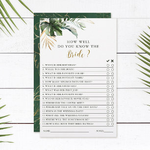 Jeux de Fête des mariées Tropical Foliage Vert & O
