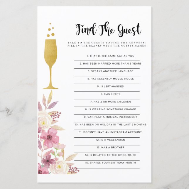 Jeux De Fête des mariées Trouvez Le Champagne De J (Devant)