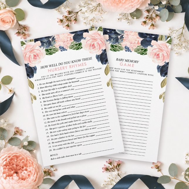 Jeux de fête prénatale double face floraux rose ma (Keep your guests effortlessly entertained with these double sided pink navy floral arch game.)