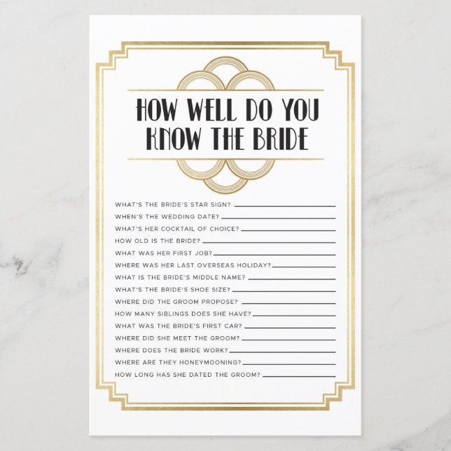 Jeux De Fêtes des mariées Comment Bien Connaissez- (Devant)