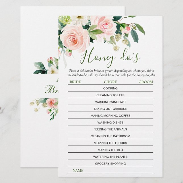 Jeux de Fleurs de Fard Rose pour Baby Shower (Devant / Derrière)