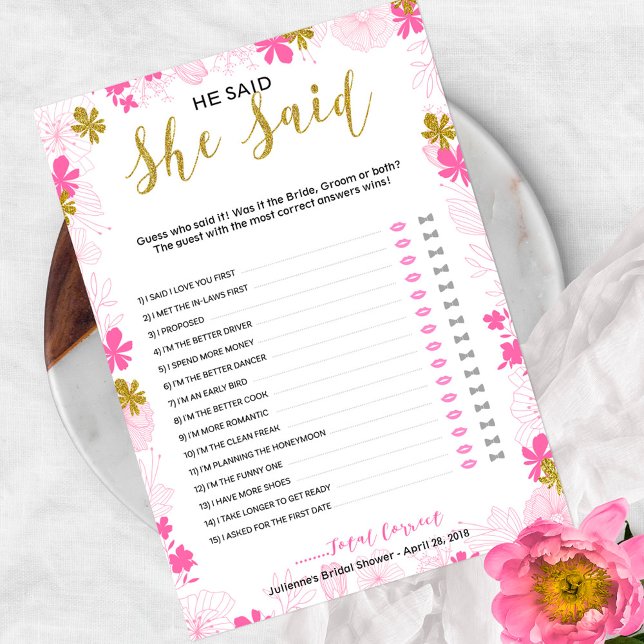 Jeux de Fleurs de Mariage "Il a dit, elle a dit" (Créateur téléchargé)