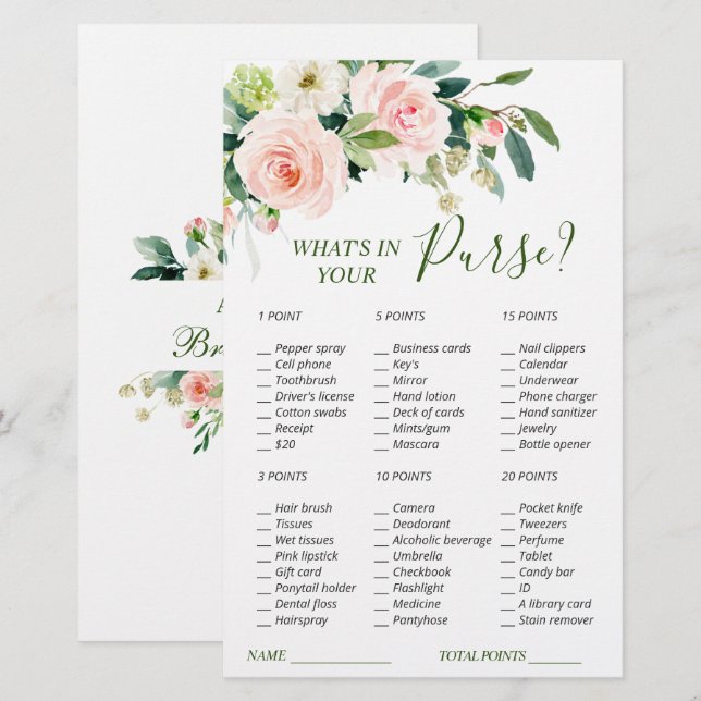 Jeux de Fleurs de Teint Rose pour Baby Shower (Devant / Derrière)