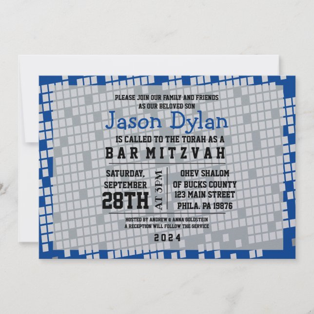 JEUX DE JEUX NUMÉRIQUE Invitation Bat mitzvah de l (Devant)